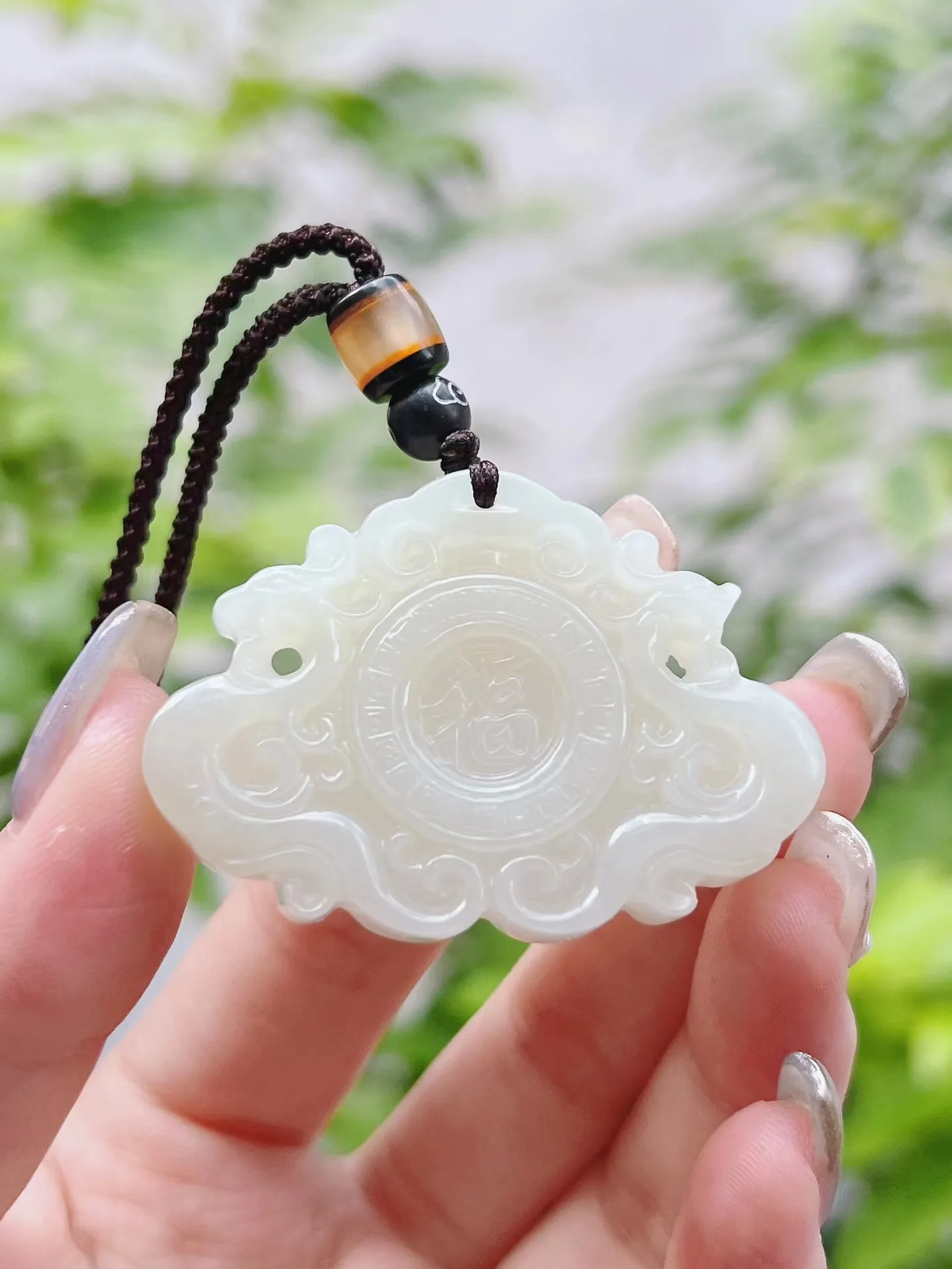 

Exquisite Hetian Jade antique Double-sided Carved Dragon and Phoenix Blessing and Longevity Pendant Jewelry 3966#