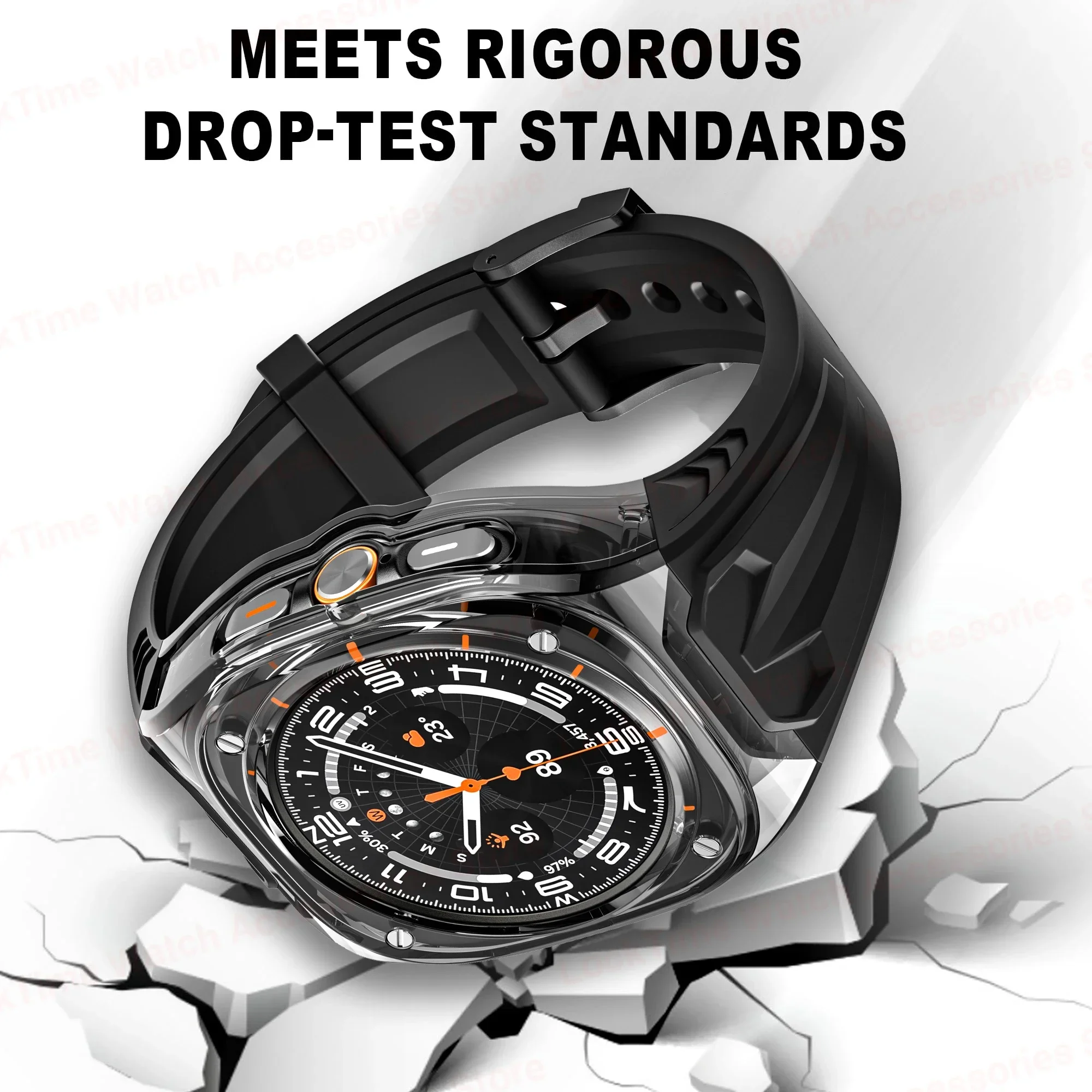 Защитный чехол для ПК + ремешок из ТПУ для Samsung Galaxy Watch Ultra 47 мм, модифицированный удобный ремешок для часов Galaxy Watch Ultra, браслет, ремень