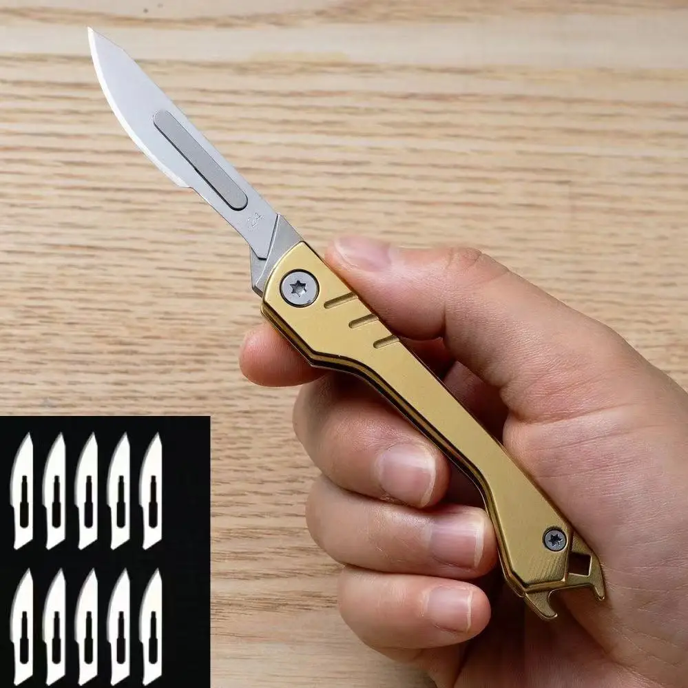 Multifunctional Outdoor Folding Knife Edge Stainless Steel Utility Knife Scalpel Bottle Opener Camping Portable Open Box Tool