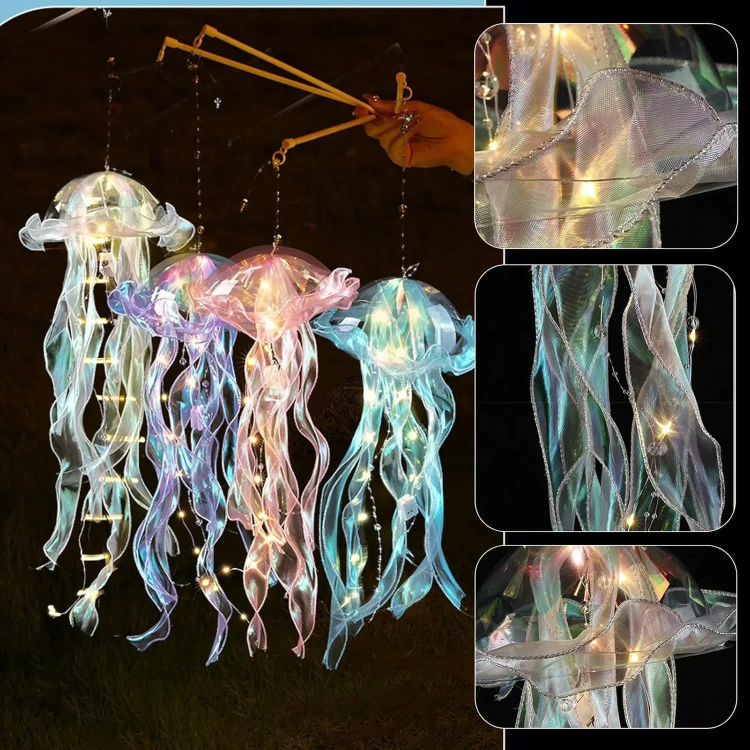 Jellyfish Lamp Portable Flower Lamp Girl Room Atmosphere Decoration Lamp Bedroom Night Lamp Home Decoration