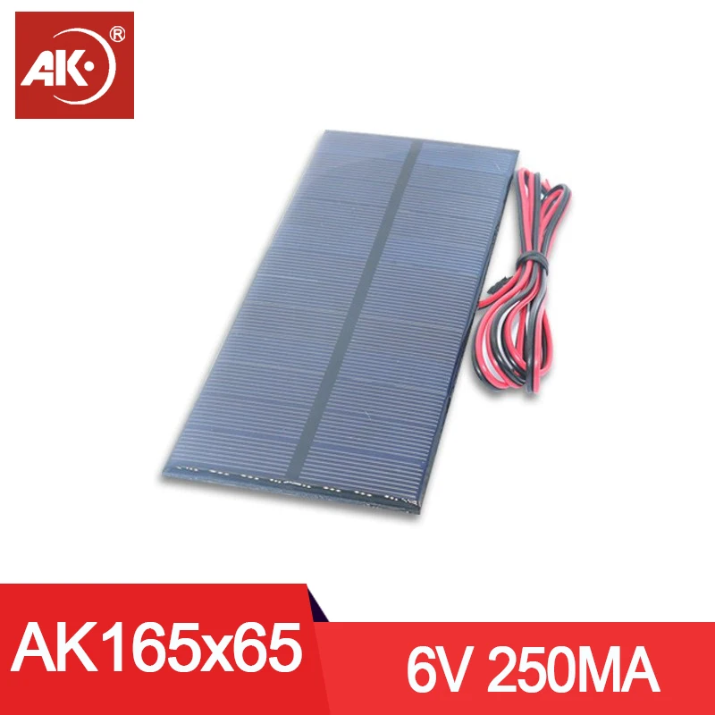 AK Epoxy Mini Solar Panel 1w 2w 3w 4w 5v 6v 7v Sunlight Charge Power Bank Battery With 1m Cable Mono or  Polycrystalline