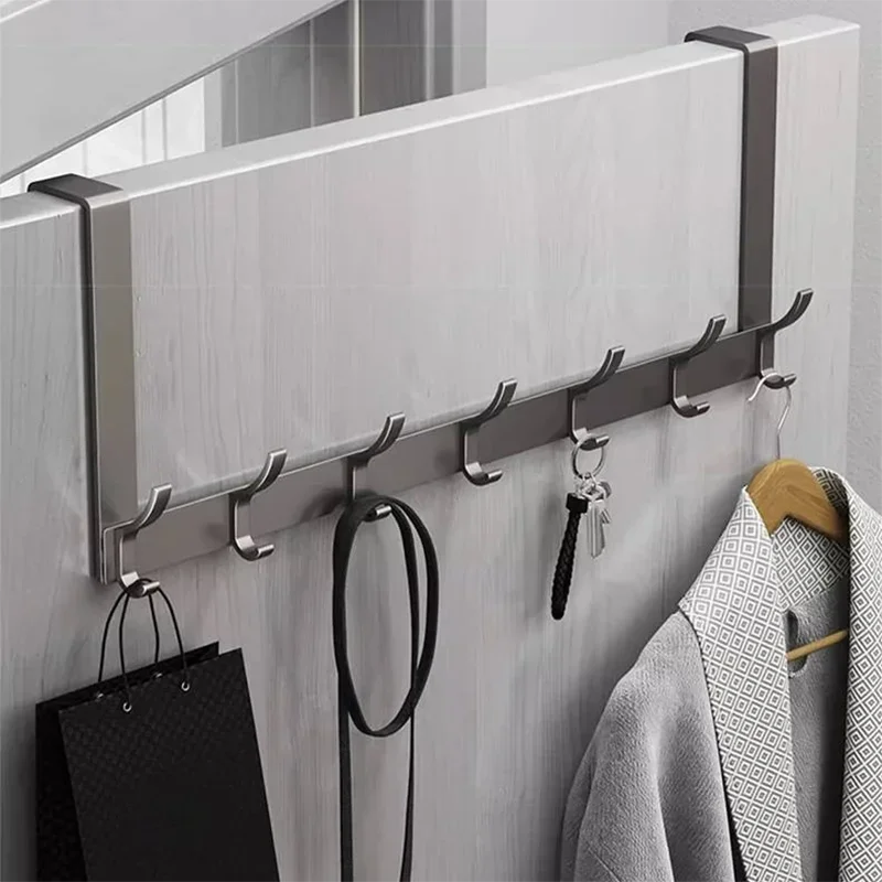 Over-the-Door Home Organizer Rack Quick Install Clothes Coat Hat Towel Hanger - Bathroom Accessories Holder for Storage