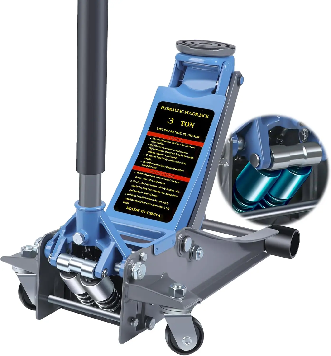 

Floor Jack with Lifting Range:3.15-18.31",3 Ton Capacity with Durable Carbon and Steel,Low-Profile Floor Jack with Dual Pistons