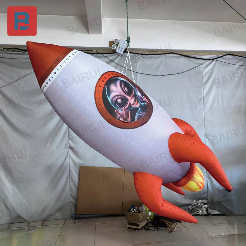 Inflatable rocket Creative outdoor party activity Inflatable flying in the sky Airborne rocket Suspended inflatable rocket