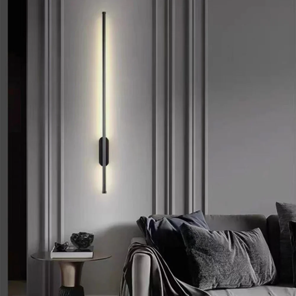 Lámpara LED de pared moderna, tira de luz larga de 80/sala de estar 100CM para, dormitorio, mesita de noche, pasillo, accesorio de iluminación para decoración del hogar