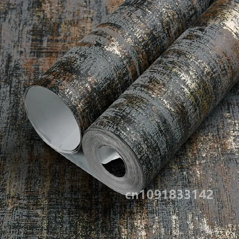 Retro Industrial Metallic Wallpaper Non-woven Cement Concrete Texture Wall Paper Roll for Living Room Bedroom Shop Decoration