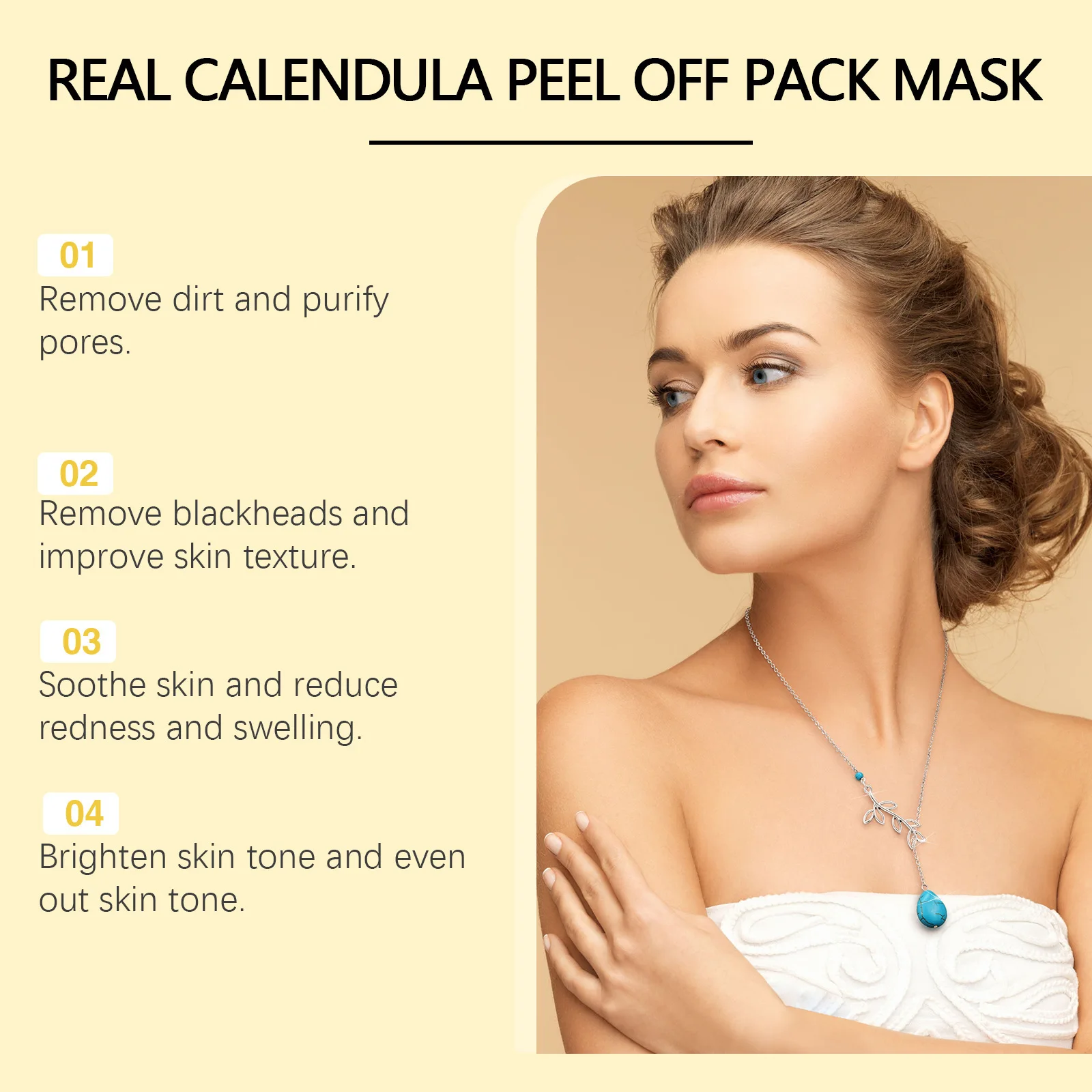 Calendula Peel off Mask Shrink Pore Oil Control Fade Dark Spot Nose Cleansing Brightening Moisturizing Blackhead Remover Mask