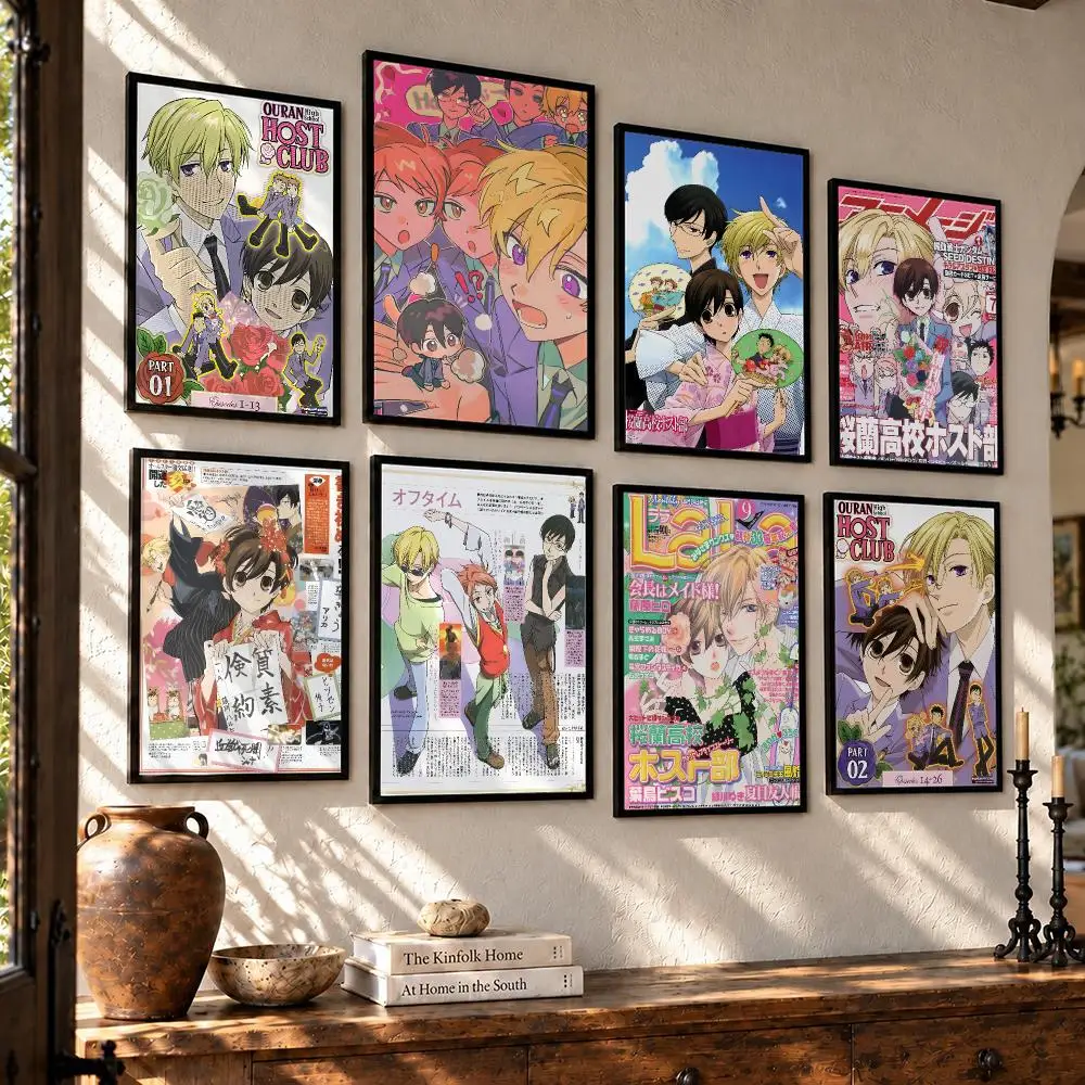 anime Ouran High School Host Club Poster Waterproof HD Self Stick Poster Unframed Wall Art Decor for Home Room Decoration Gift