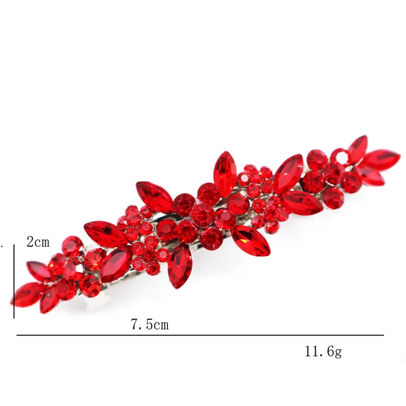 Trendy Hair Clips for Bridal Headpiece Alloy Rhinestone Red Party Wedding Head Clip Ornaments Accessories Bride Jewelry Tiaras