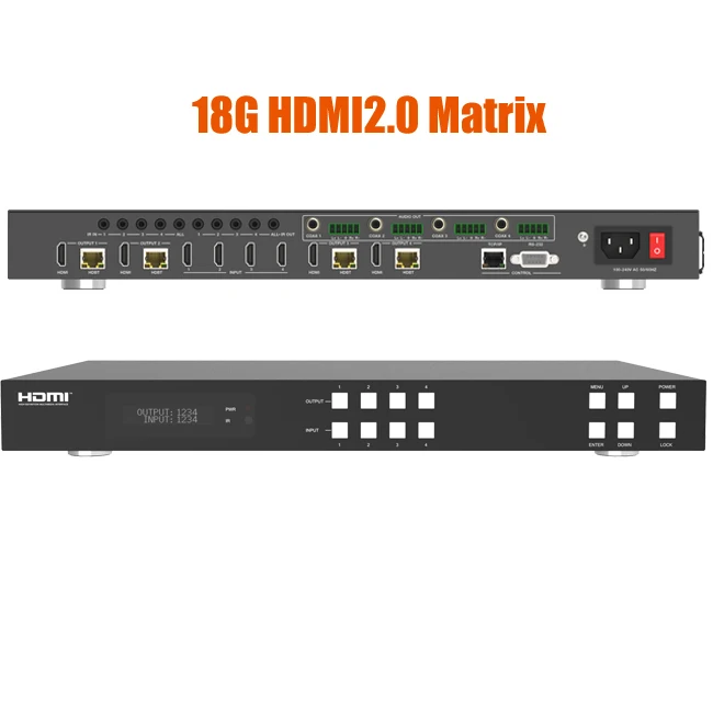 18G 4x4 HDMI Matrix Switcher Extender hdmi 2.0 hdmi matrix rj45 edid hdcp