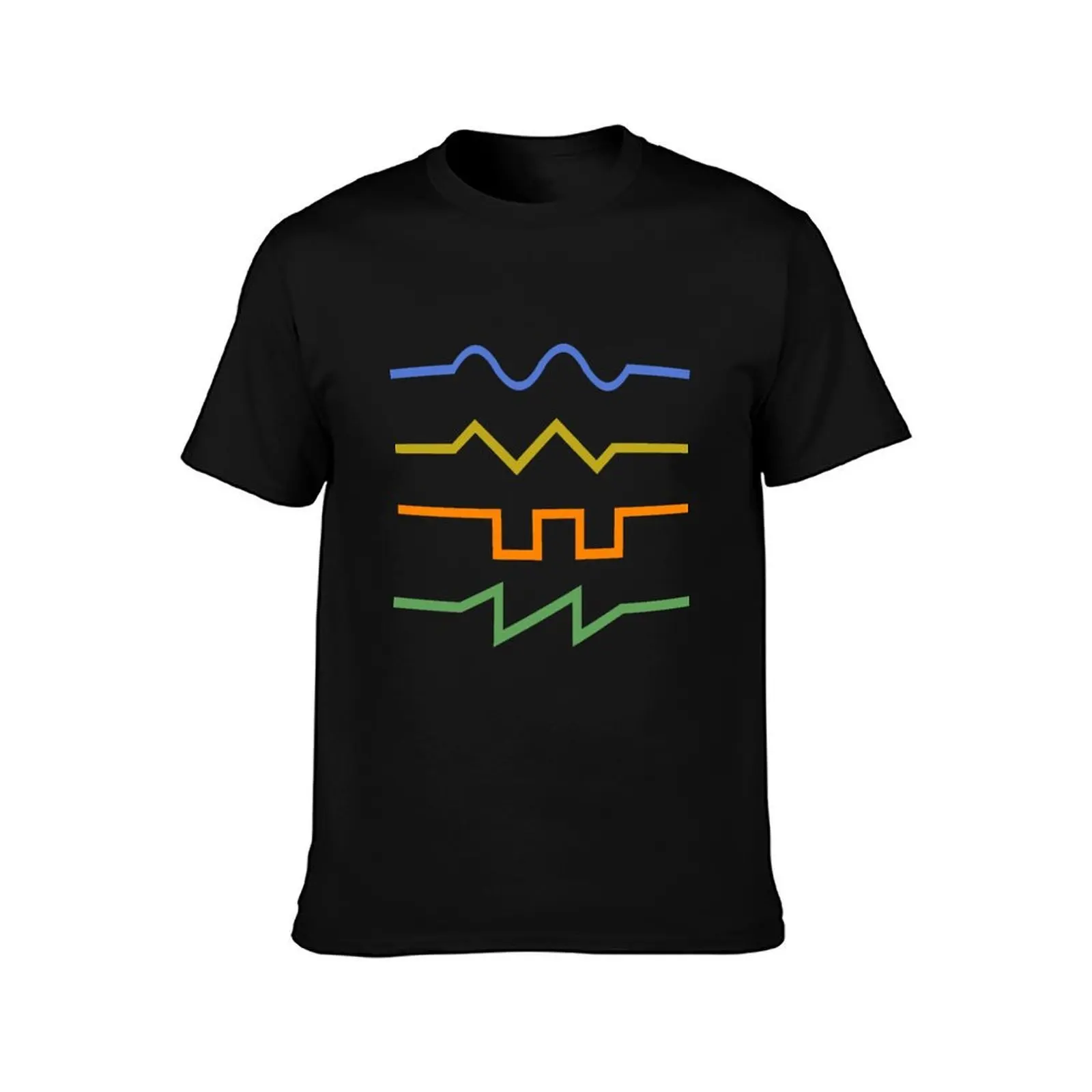 Waveforms T-Shirt, Summer Casual Cotton Tee, Oversized Streetwear Tops, Vintage Graphic Print, Loose Fit Short Sleeve