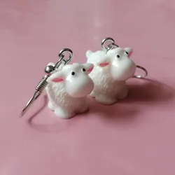 Kawaii Sheep Pendants Women's Earrings Cute Resin Animal Accessories DIY Handmade Jewelry Sweet Girl Eardrop Gifts for Her