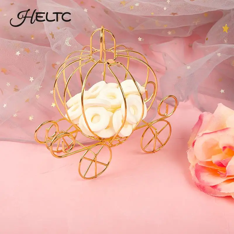 Pumpkin Carriage Decor Golden Candy Box Pumpkin Cart Metal Candy Box Christmas Party Decor Supplies Party Favor Kids Gift