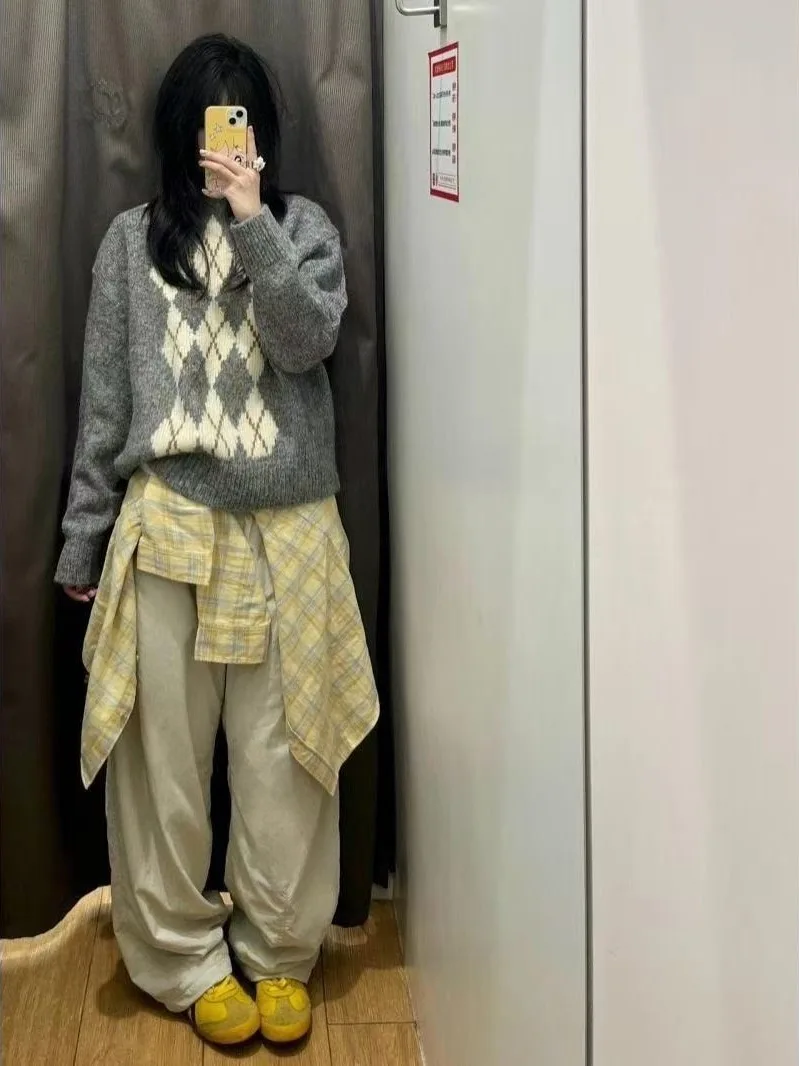 Suéter de Punto ueso con Diseño Fair Isle para Mujer, Cuello Redondo, Manga Larga, Informal, para Otoño e Invierno, con Pat...