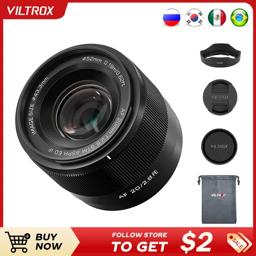 Imagen 1 del producto VILTROX 20mm F2.8 para Sony E-mount para Nikon lente de cámara con montura Z lente Vlog de enfoque automático Ultra gran angular de fotograma completo para A7C A6400