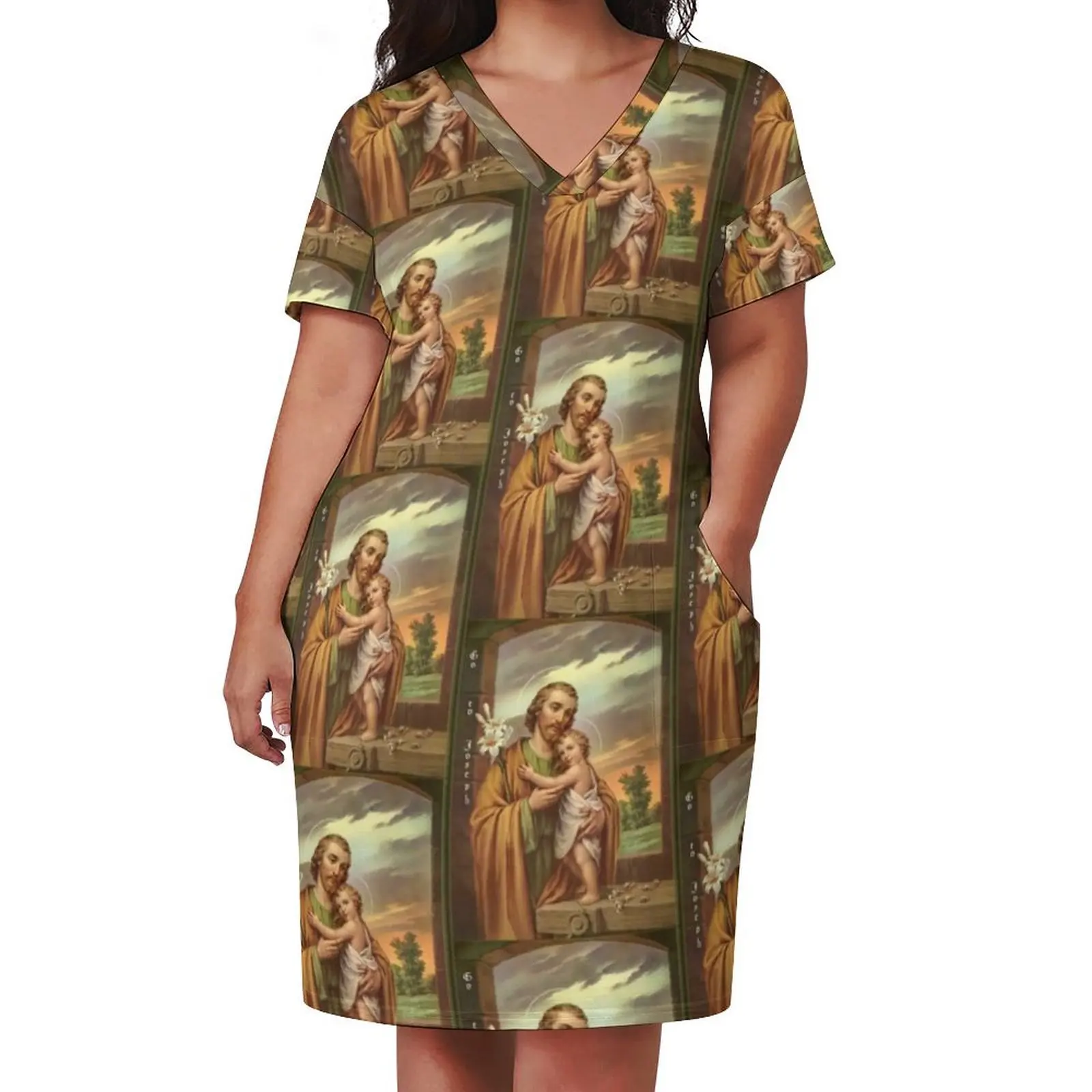 St. Joseph The Patron of Fathers Workers and a Holy Death Loose Pocket Dress prom dresses Summer skirt