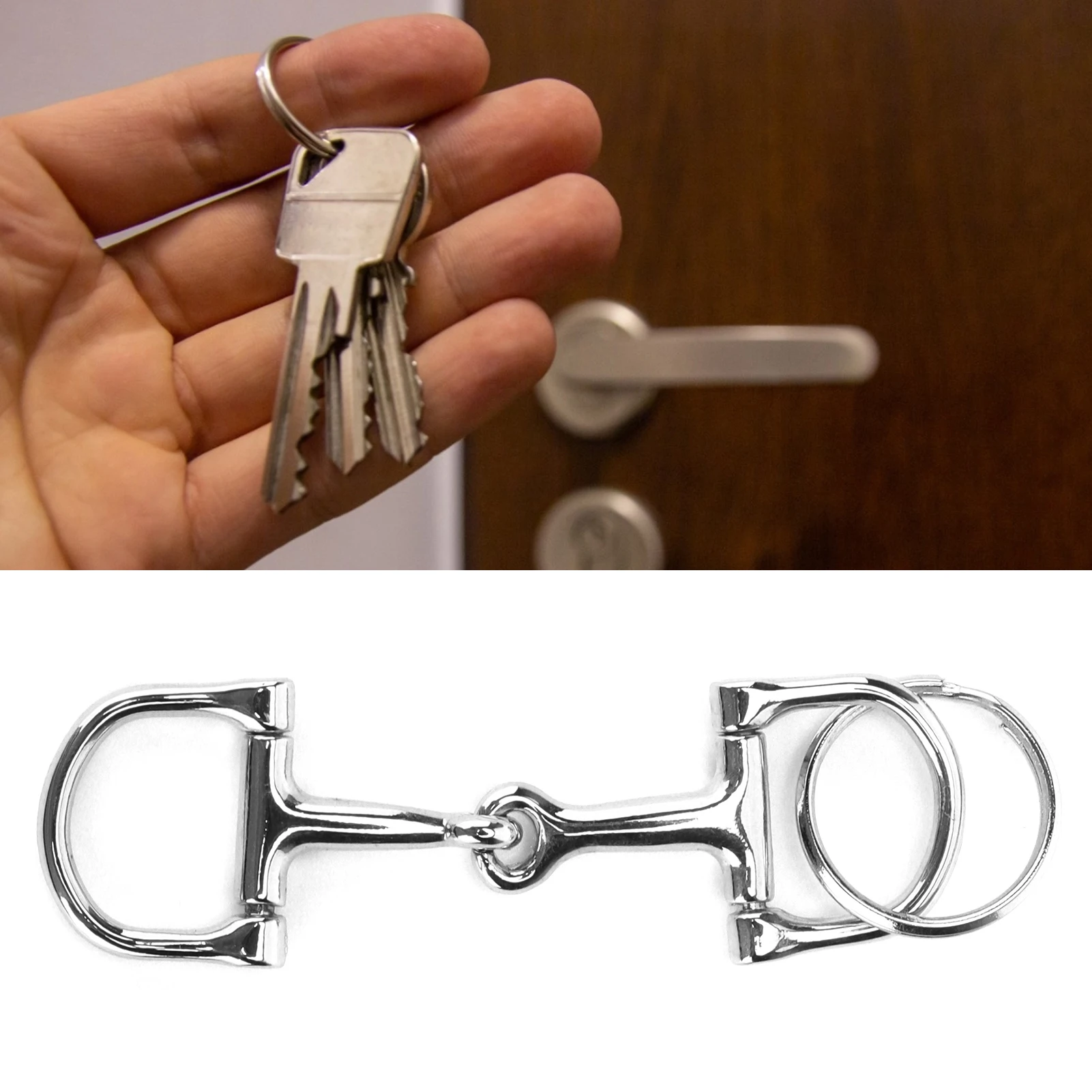 D-Shaped Key Snaffle Keychain Silver D‑ Zine‑Alloy Horse Snaffle Bits Key Horse Bits Keychain