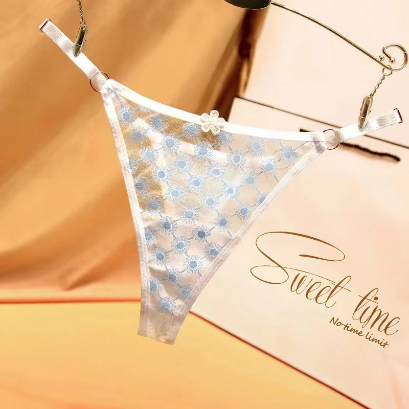 Taille basse Sexy dentelle femmes string culotte florale respirant doux Sexy Lingerie élégante dame tongs sous-vêtements féminins