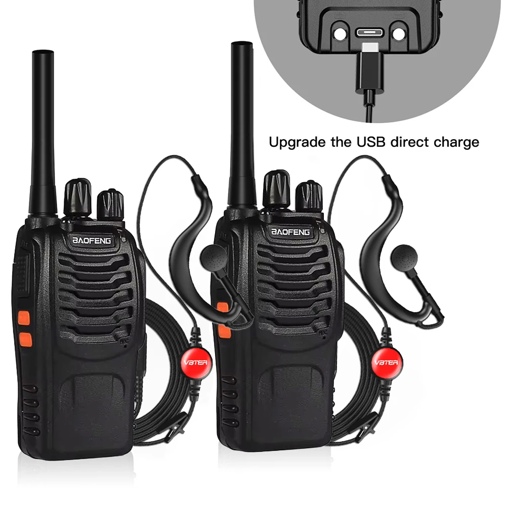 2 قطعة Baofeng BF-888S الأصلي المحمولة اللاسلكية جهاز اتصال لاسلكي Uhf 400-470 ميجا هرتز USB تهمة اتجاهين راديو لحم الخنزير للصيد