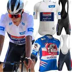 France Tour Soudal Quick Step 2024 Cycling Jersey World Champion Set Men Cycling Clothing Road Bike Shirt Suit Bicycle Bib Pants