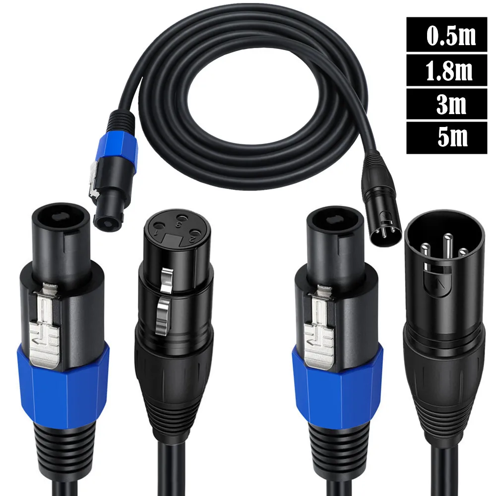 Speakon to XLR Cable  Audio Jack Speak-On Male to XLR Female & Male Extension Cable  with Twist Lock 0.5m/1.8m/3m/5m