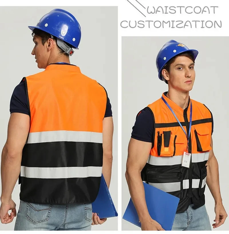 High Visibility Reflective Safety Reflective Vest Personalized Customized Night Cycling Work Clothes For Construction Workers