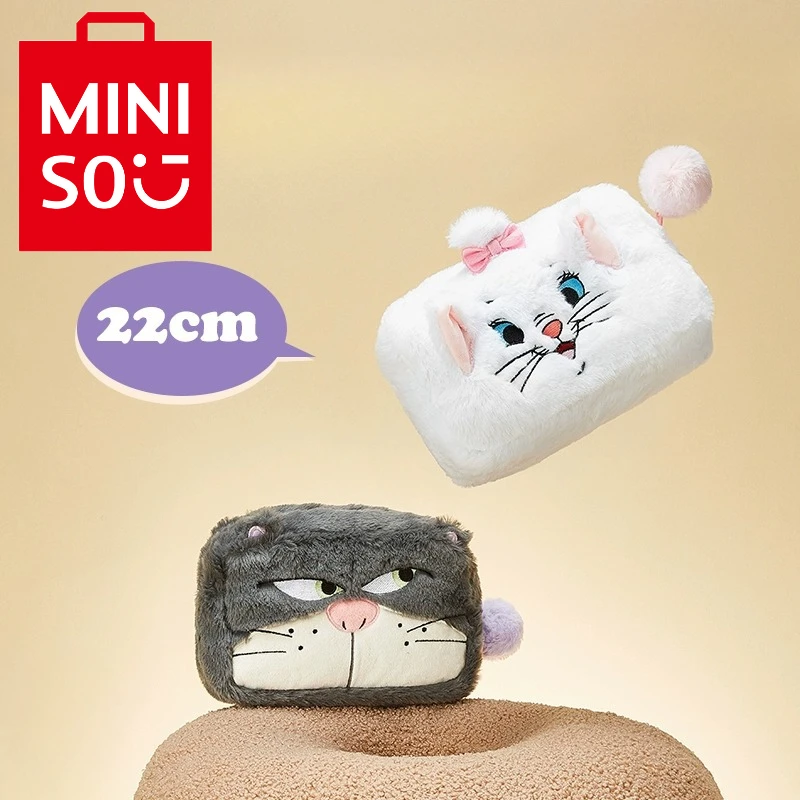 Miniso Cartoon Disney Series Cute Marie Cat Lucifer Doll Plush Portable Storage Bag Cute Plushie Soft Cosmetic Bag Girl Gifts