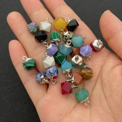 5pcs Natural Stone Small Pendant Black Onyx Fine Opal Faceted Pendant Charm Jewelry for DIY Making Jewelry Necklace Earrings
