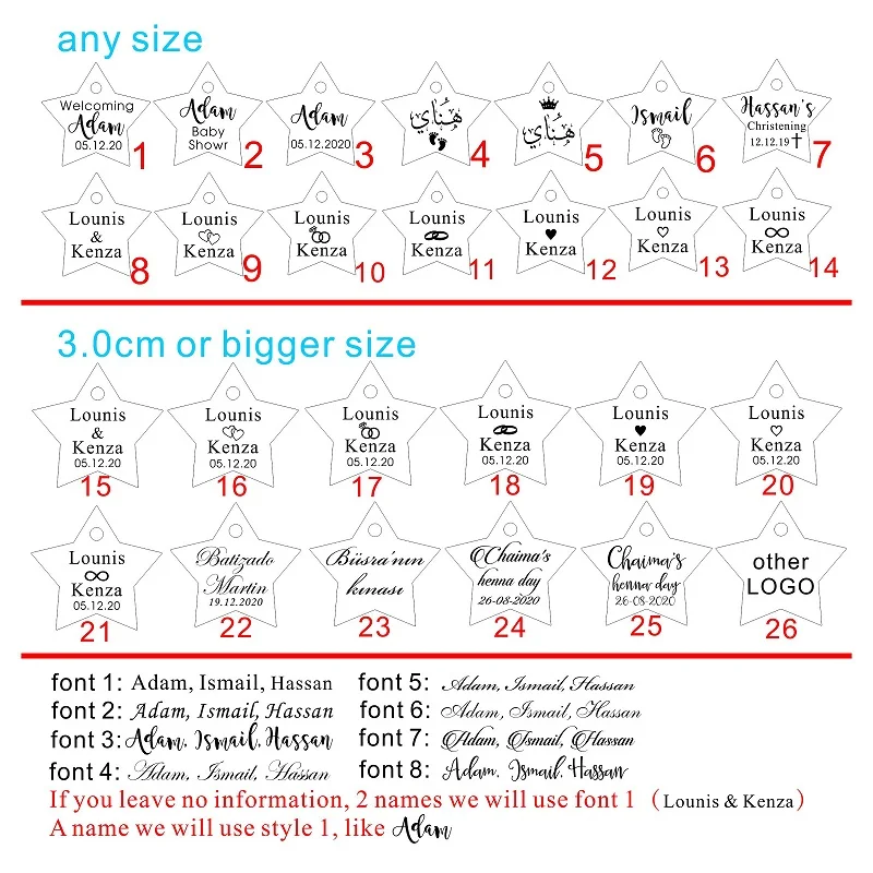30Pcs Personalized Engraved Mirror Stars Tags Wedding Table Centerpieces Baby Shower Decor Baptism Birthday Wedding Custom Gifts