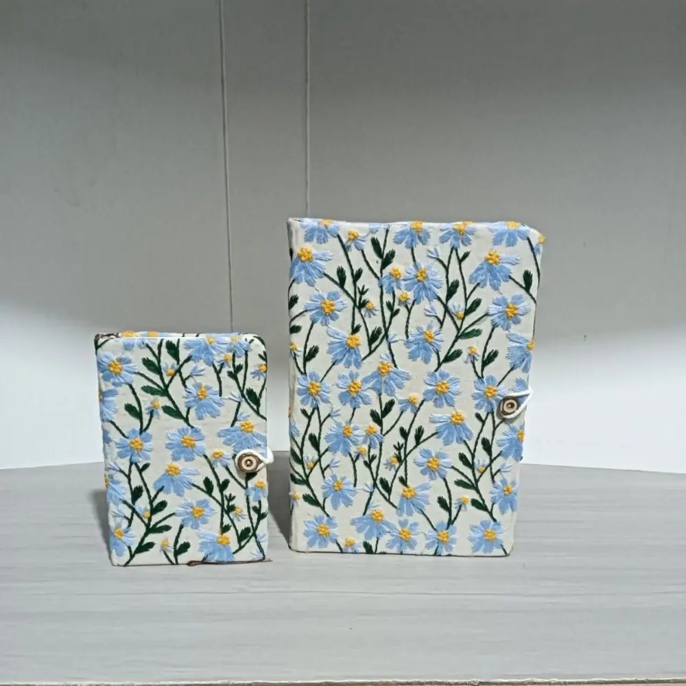 New A5/A6 Fabric Embroidery Notebook Blank/Lines Button Cloth Notepad 100 Sheets Bookmark Diary Notebook