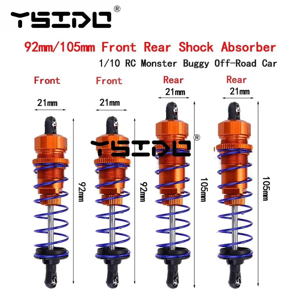 1/10 RC Parts 92mm Front 105mm Rear Shock Absorber Damper Suspension for HSP Redcat Hongnor LRP HPI Hobao 1/10 RC Buggy Truck