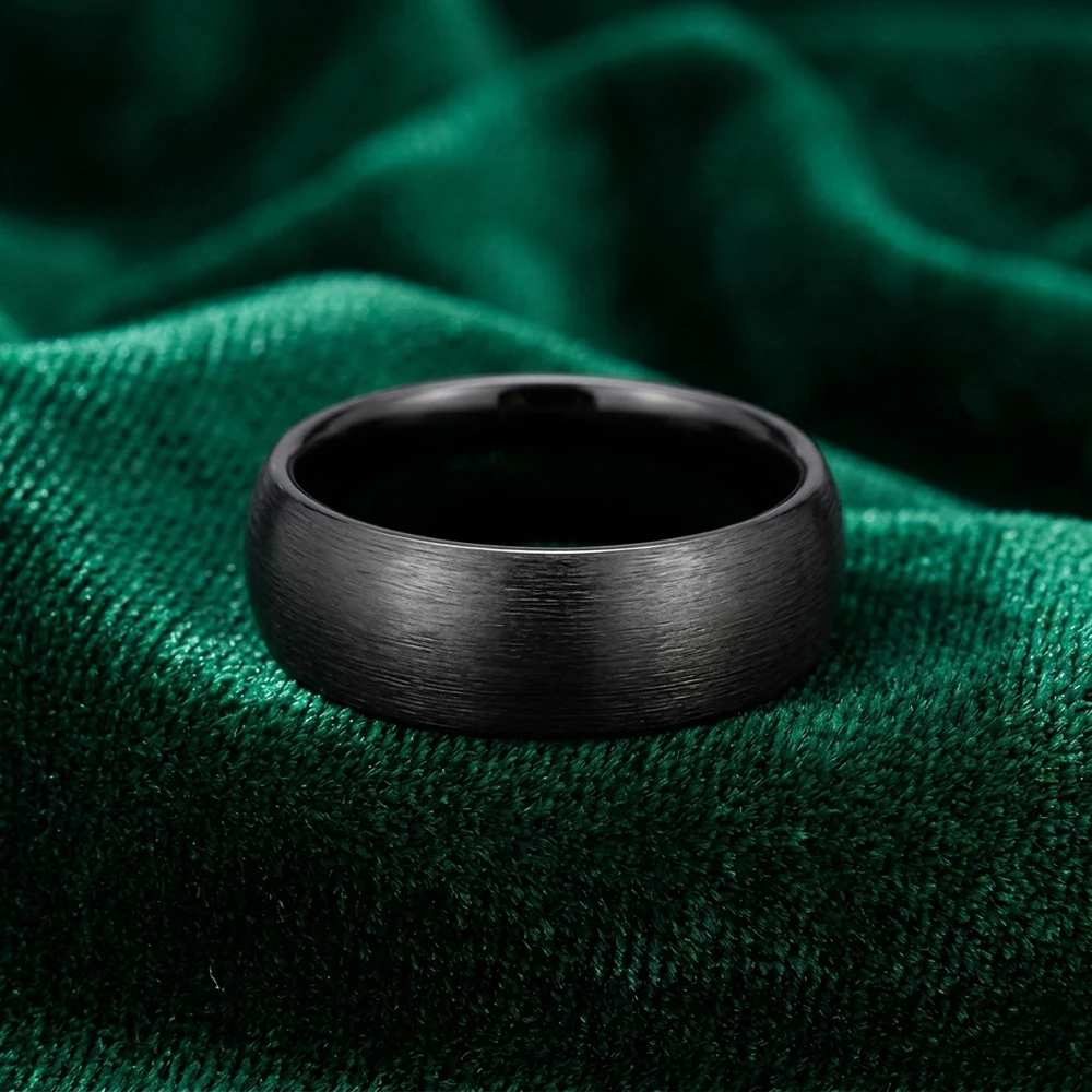 Matte Black Ceramic Wedding Band for Men Women Brushed Minimalist Ring 4mm 6mm 8mm Couple Jewelry
