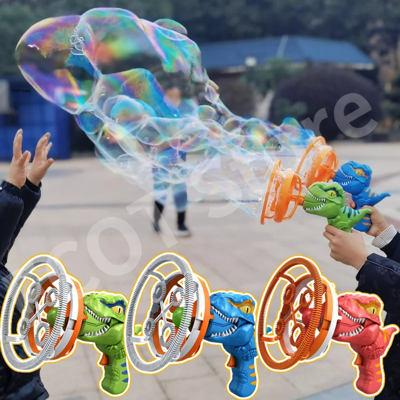 Dinosaur Bubble Guns Kids Toys Electric Automatic Soap Rocket Bubbles Machine Summer Outdoor Party Toy Children Birthday Gifts