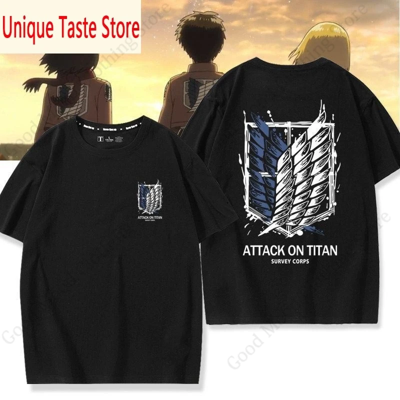 Anime Attack On Titan T-shirt Fashion Anime Wings Of Liberty Print T Shirt Men Women Summer Cotton Short Sleeve Tee Fans Clothes