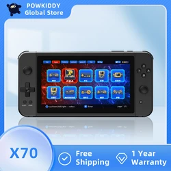 POWKIDDY-consola de videojuegos portátil Retro X70, pantalla HD de 7 pulgadas, sistema Linux, compatible con TV, Multipla, regalos baratos para niños, nuevo