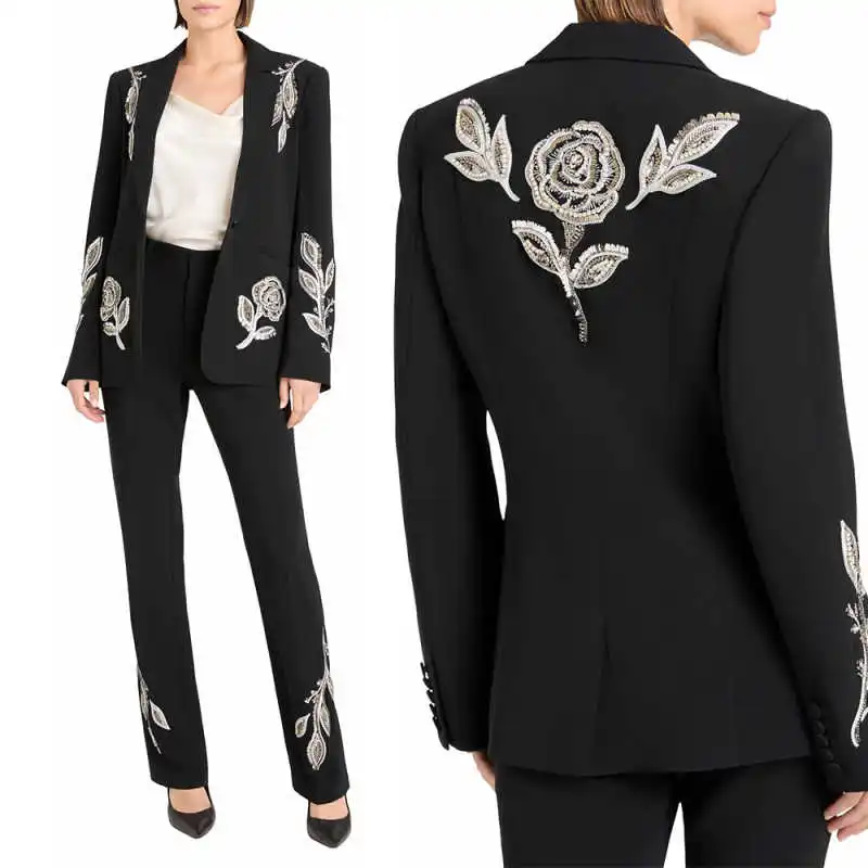 Gorgeous Beaded Women Suits Single Breasted Mother Of The Bride Outfits Loose Fit Birthday Party Customized 2 Pieces