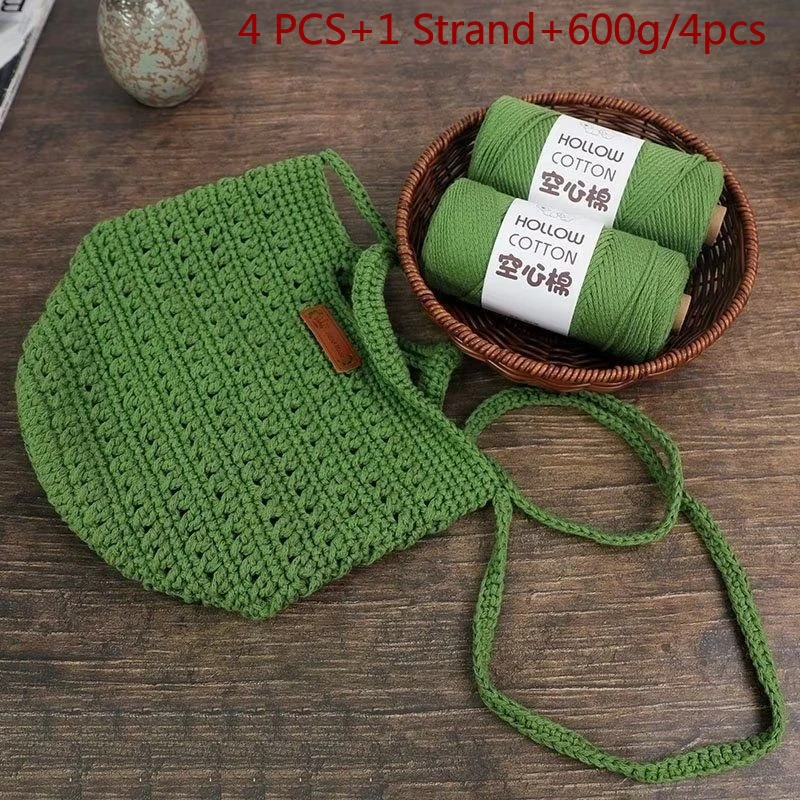 4 PCS 2mm Soft Yarn Hand-Knitting Thread Summer New 600g DIY Cotton Yarn For Handmade Craft Slipper Bag Hat Carpet Crochet Yarn view 2