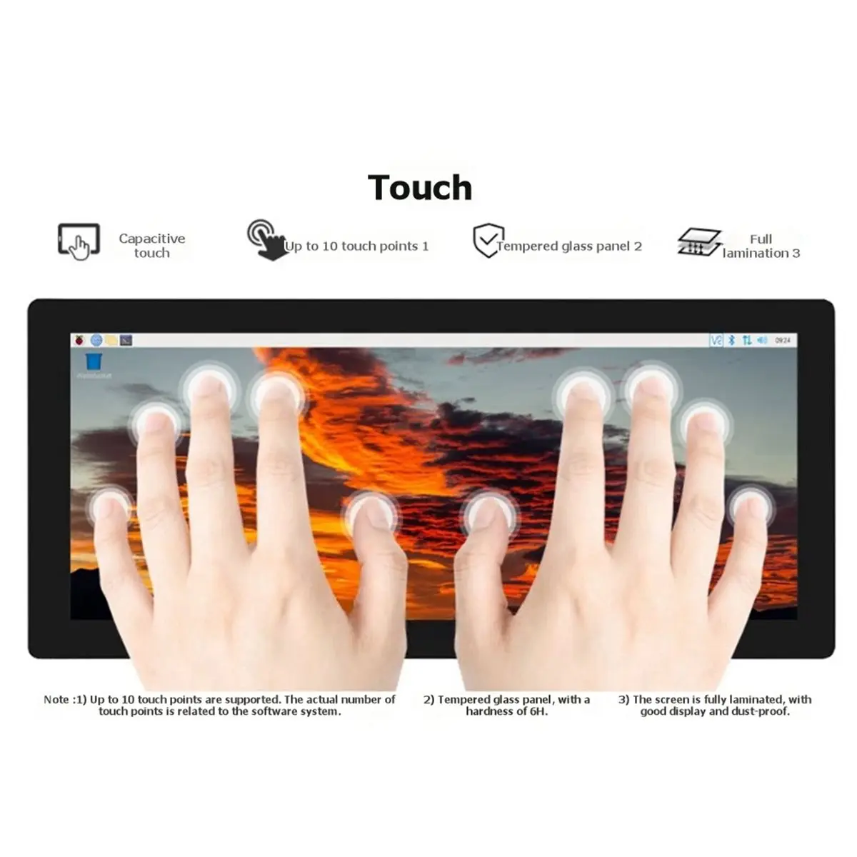 12.3 Inch -Compatible LCD 1920x720 High Brightness Capacitive Touch Screen Car Display Monitor EU PLUG