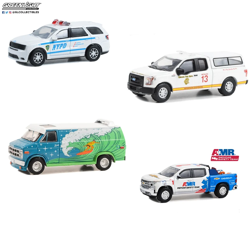 GreenLight 1:64 Alloy Diecast Model Car 2023 NTT INDYCAR SERIES Silverado Andura Custom Van Collectibles Child Toys