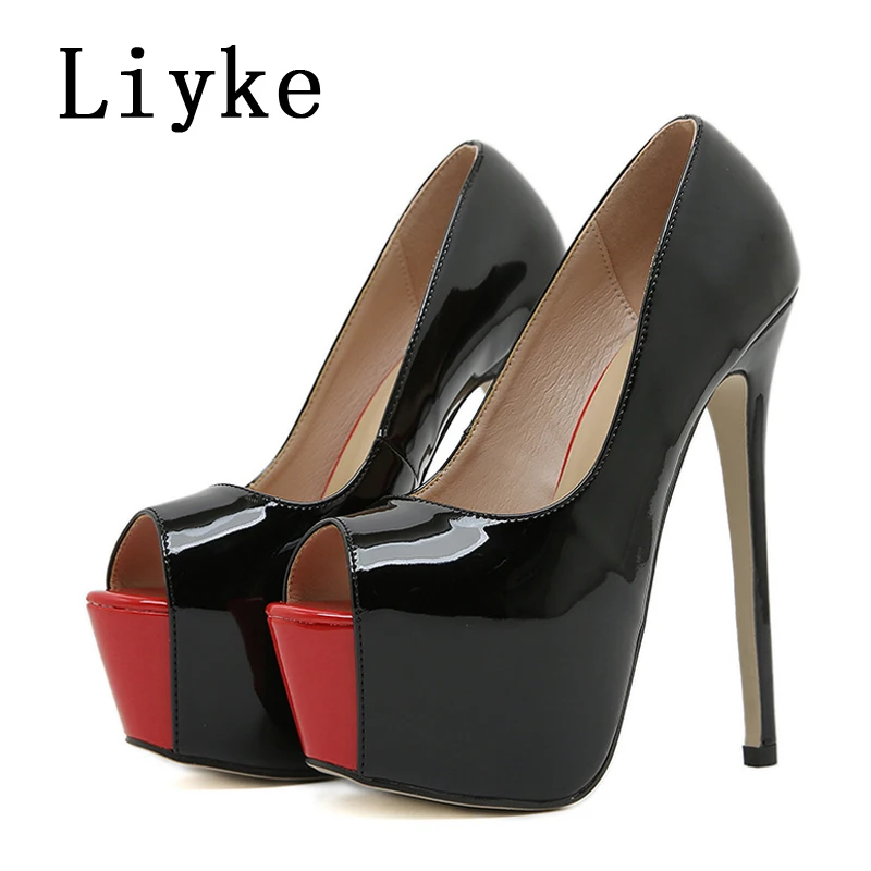 Liyke Designer High Heels For Ladies Cozy Patent Leather Peep Toe Party Stripper Pole Dance Shoes Platform Pumps Women Stiletto