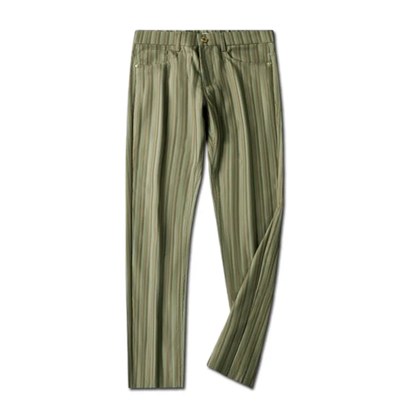 High-quality vertical striped casual business pants for men, summer thin men's slimming, small feet, anti-wrinkle men's pants, c