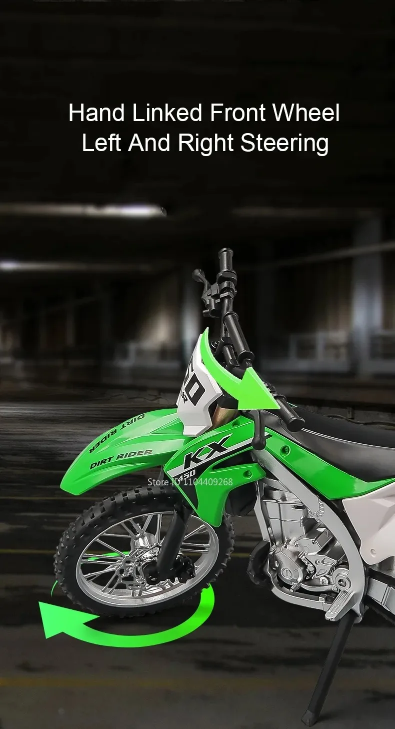 1:12 R Nine T Kawasaki KX450 Motorrad Modell Spielzeugauto Stoßdämpfung Rad Lenkmotor Modelle Spielzeug Beste Geschenke für Jungen – Detail 17