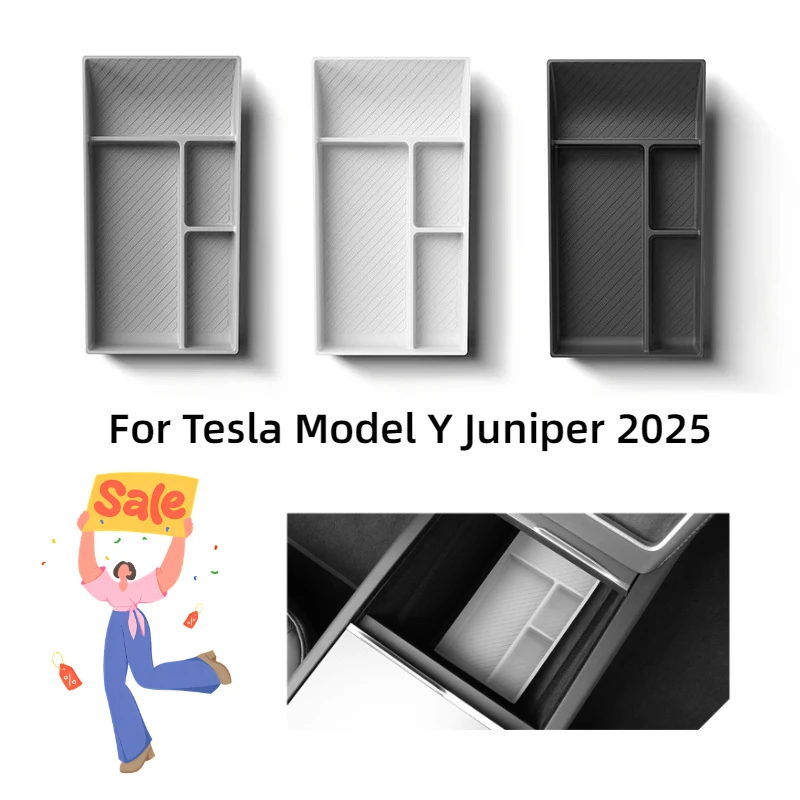 

Ящик для хранения центрального управления для Tesla Model Y Juniper 2024, центральная консоль, нижнее хранилище, нескользящая подставка, органайзер, лоток, аксессуары