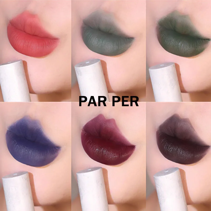 

lipstick Matte Moisturizing Velvet Soft Mist Gothic Lip Glaze High color Longlasting Non-staining Green Black Purple Lipmud