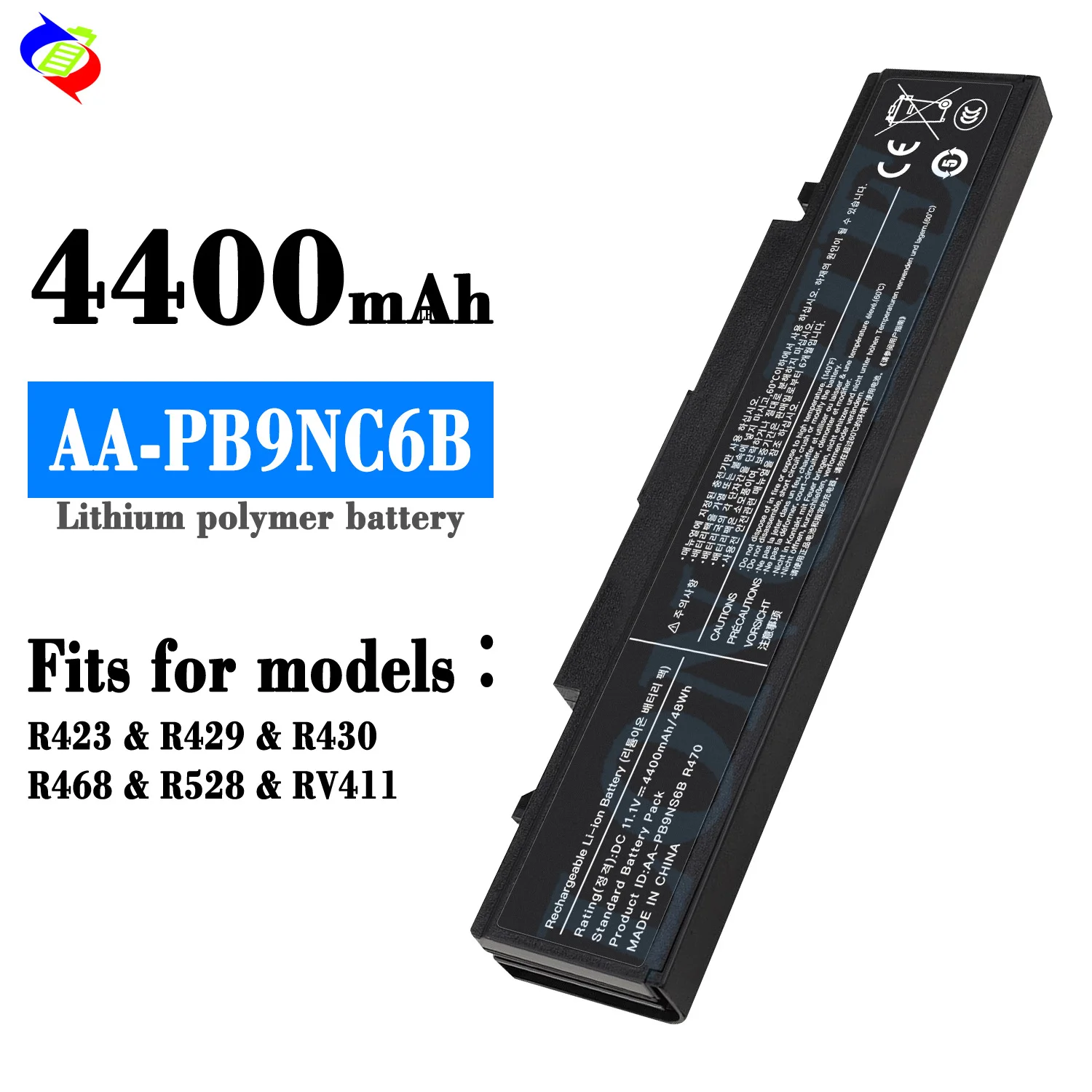 AA-PB9NC6B Laptop Battery for Samsung  AA-PB9NS6B AA-PB9NC6W AA-PL9NC6W Compatible with R428 R429 R468 R530 R580 NP300 Series
