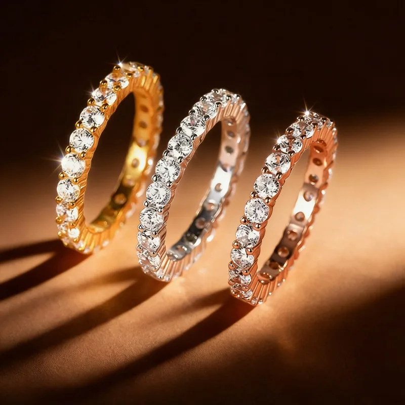 Cross-border European, American and American gypsy zircon ring ring light luxury group setting whole ring simulation diamond