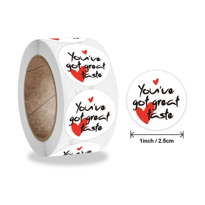 500pcs YOU HAVE GOT GREAT TASTE White Love Heart Round TASTE Baking Gift Sealing Sticker  1 Inch