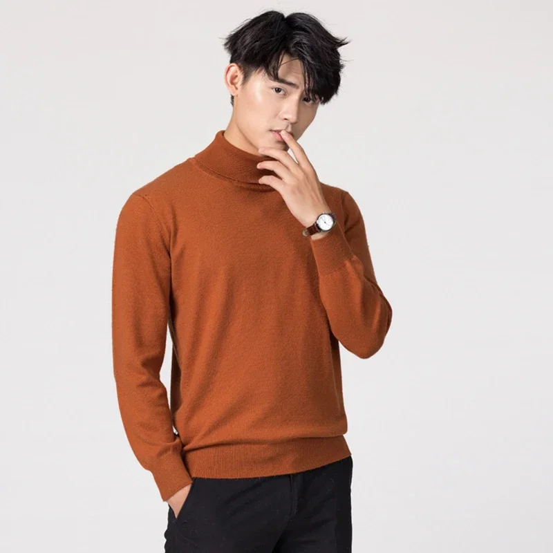 MRMT 2025 Zupełnie nowe męskie swetry z wysokimi klapami w jednolitym kolorze Plus Size Męskie swetry z wysokim dekoltem Base Man Pullover Swetry dla mężczyzn