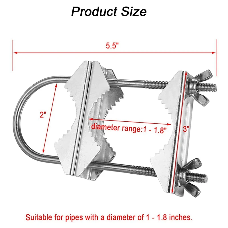 4X Double Antenna Mast Clamp V Jaw Block With U Bolts Heavy Duty Anti-Rust Mast To Mast Mount Bracket Kit For TV,CB,Ham