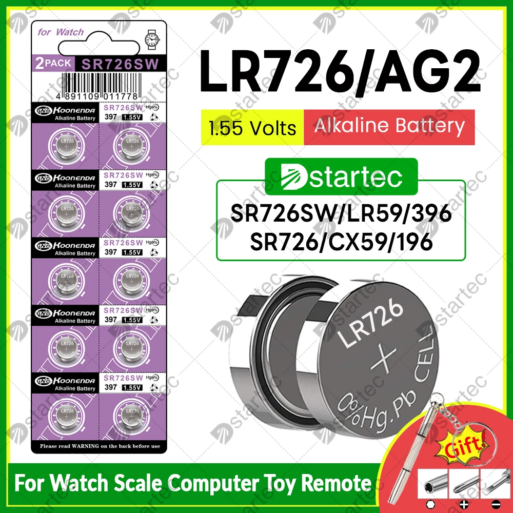 10-300PCS AG2 LR726 Alkaline Button Battery SR726SW 396 196 SR726 396A LR59 1.55V Watch Battery Coin Cell for Flashlight Toys